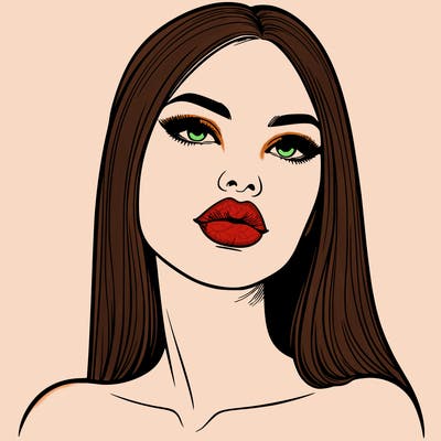 realistic woman with full lips