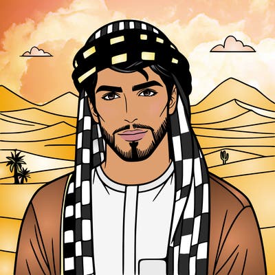 arab in the desert handsome tall, 21 year old man