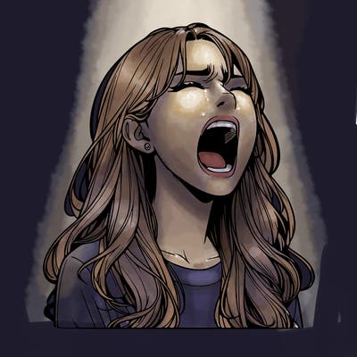 screaming realistic, girl