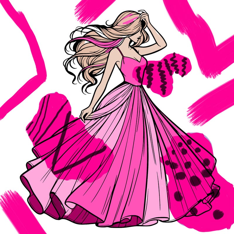 realistic woman with dress flowing in the wind