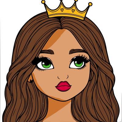 a realistic girl with a crown on