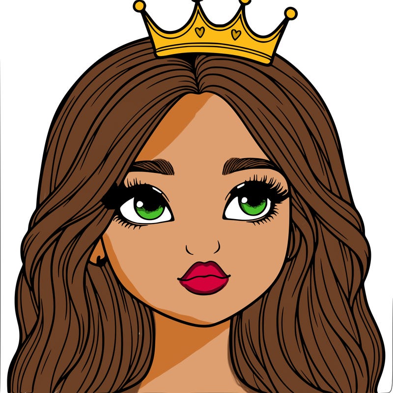 a realistic girl with a crown on