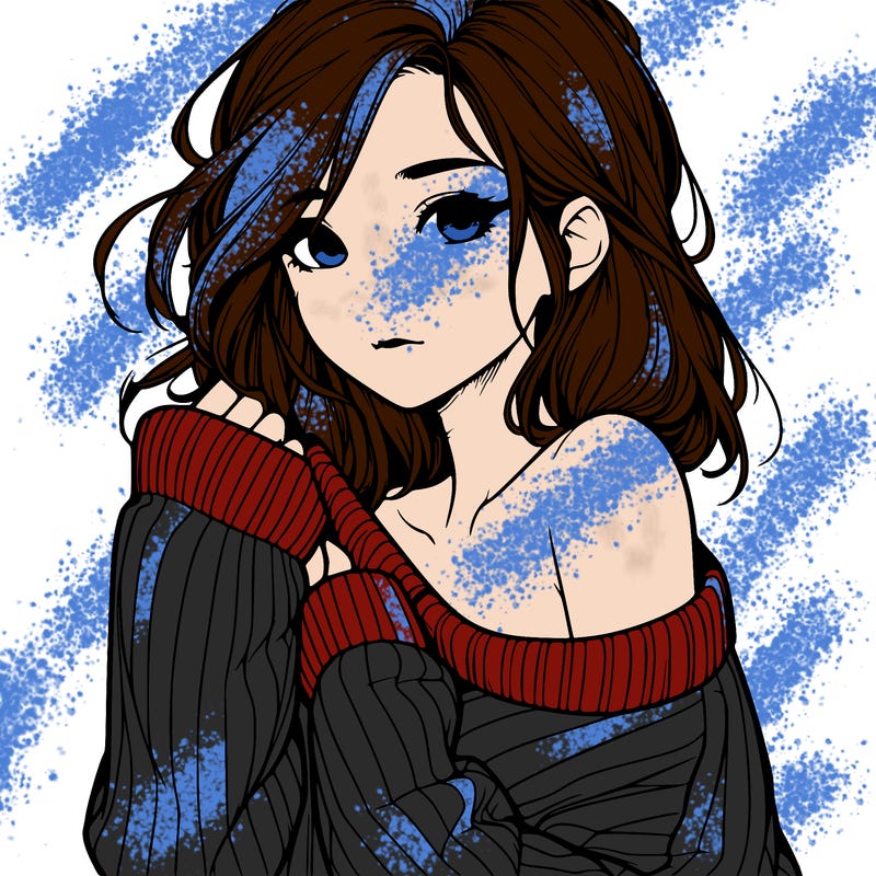 realistic girl with a sweater falling off shoulder