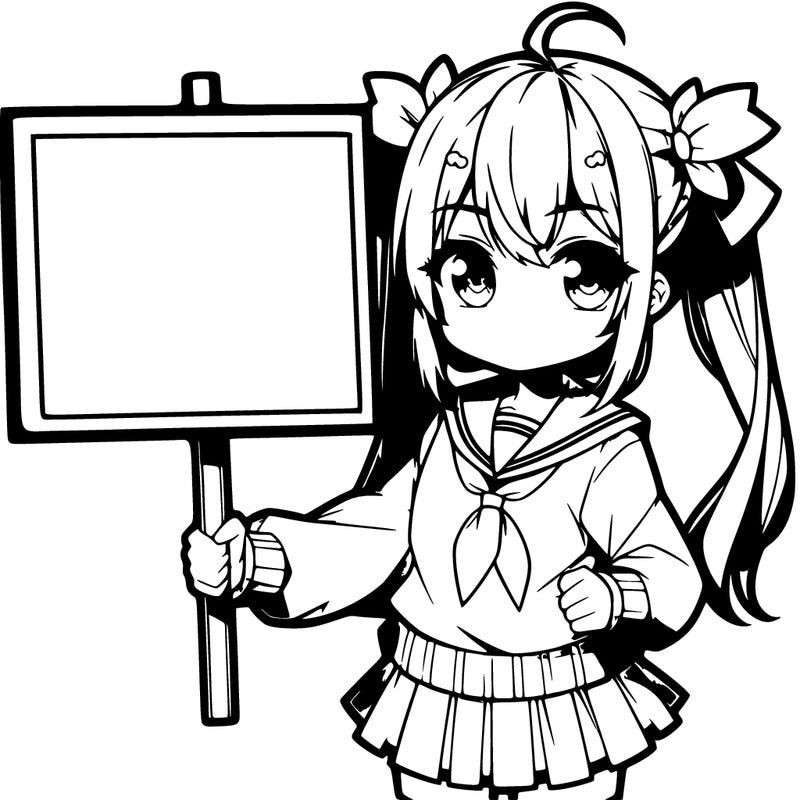 anime girl holding a sign