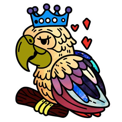macaw with a crown