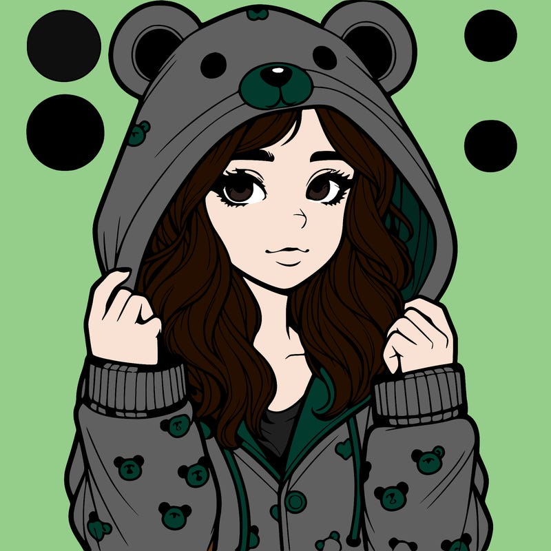 realistic girl in a animal pjs hoodie