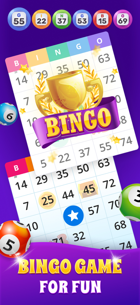 Bingo Lotto－Lucky Lottery Card - Winning screen of Bingo Lotto showing a golden trophy over multiple bingo cards
