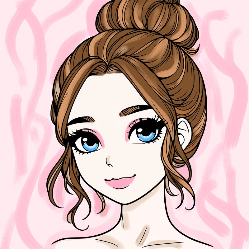 realistic pretty girl with hair in bun