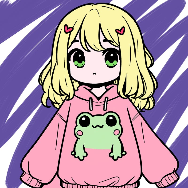 girl wearing frogging sweatshirt