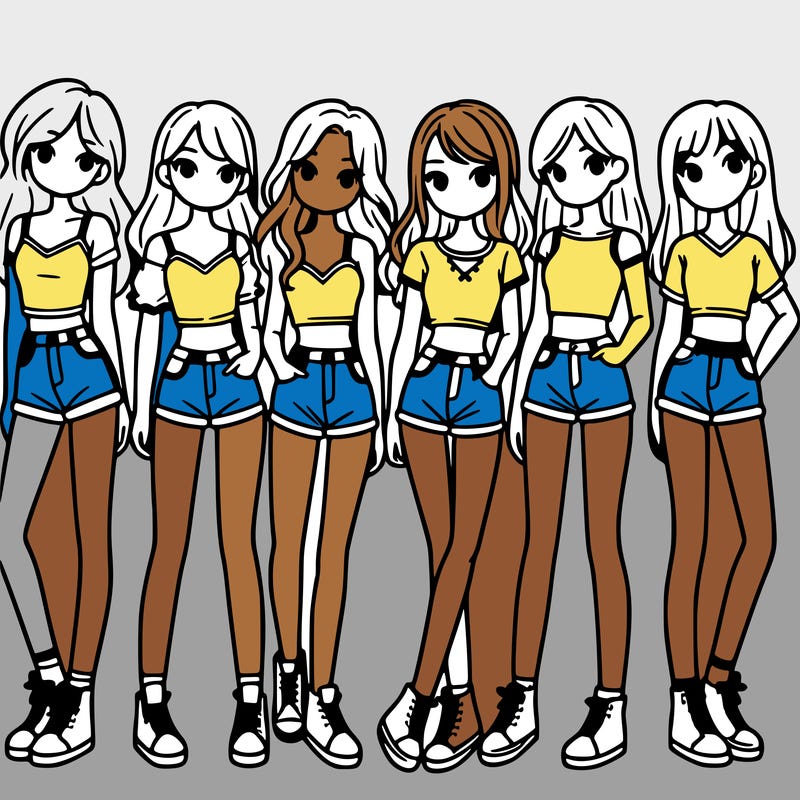 a group of girls wearing crop tops and shorts