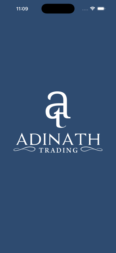 Adinath Jewellers - Adinath Trading logo on a dark blue splash screen