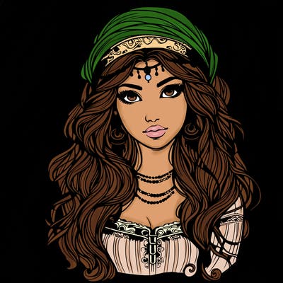 realistic beautiful mysterious gypsy girl