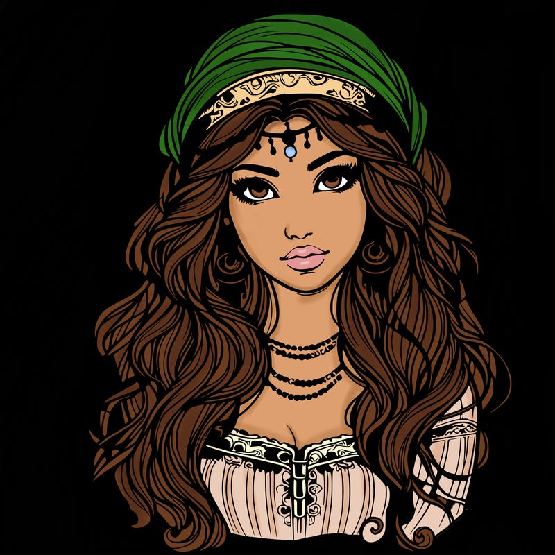 realistic beautiful mysterious gypsy girl