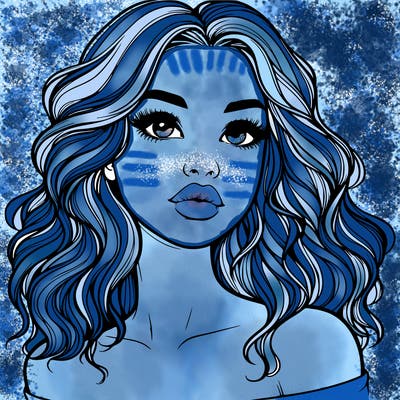 realistic girl with wavy hair and lips