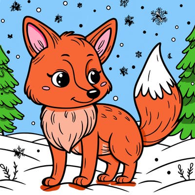 a fox in the snow