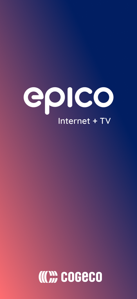 Cogeco EPICO - Cogeco EPICO app splash screen with the logo and Internet plus TV tagline