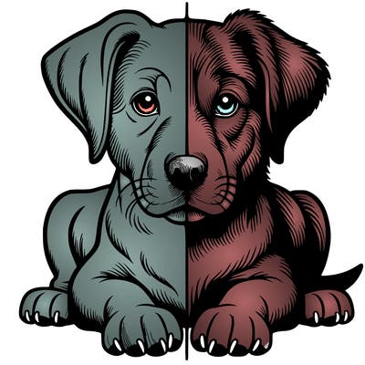 realistic dog split picture