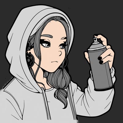 a realistic girl, spray painting