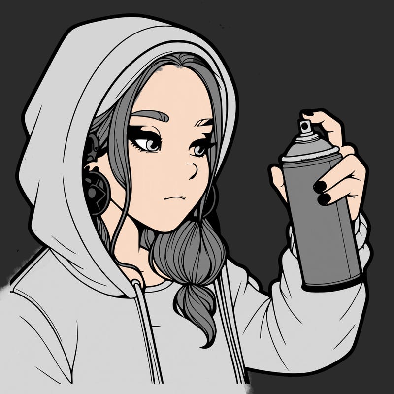 a realistic girl, spray painting