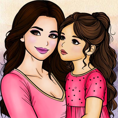 a realistic mom and daughter