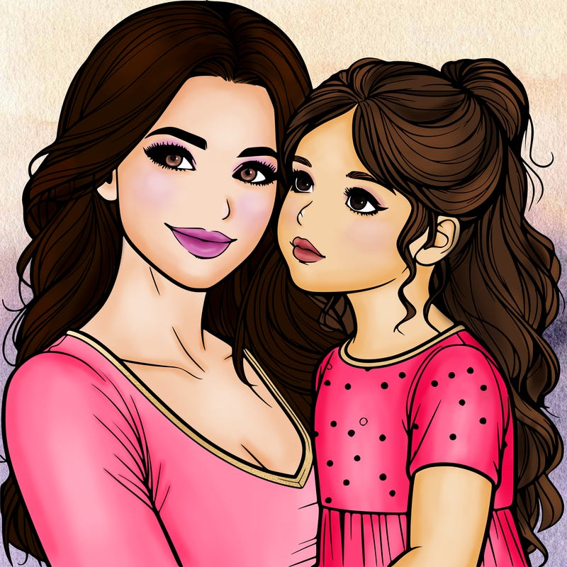 a realistic mom and daughter