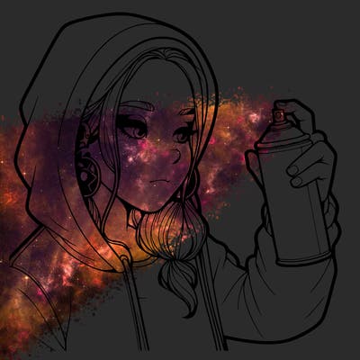 a realistic girl, spray painting