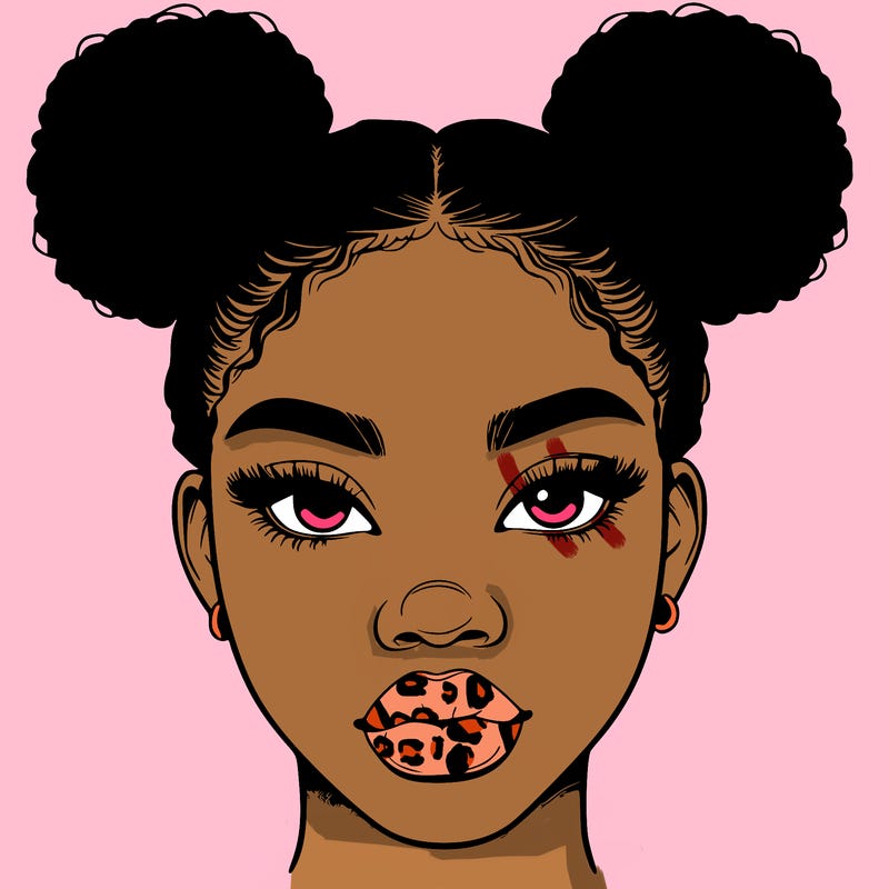realistic black woman with two buns