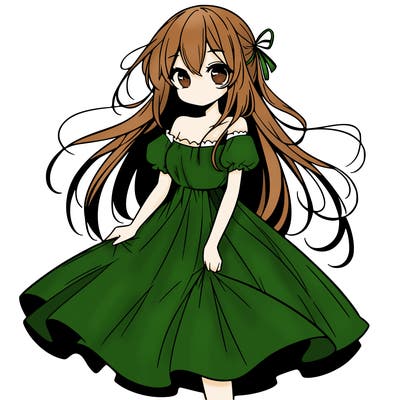 manga girl with long dress