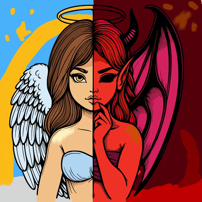 realistic angel half demon