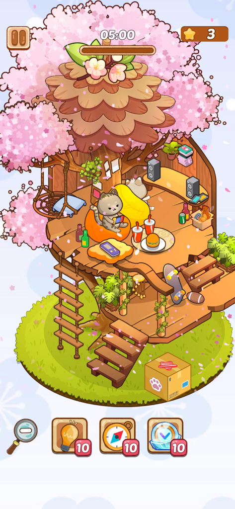 Cat Room Decor - Cozy treehouse room decoration with a cute cat and cherry blossoms