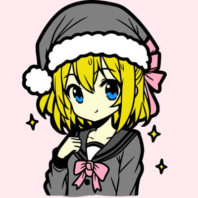 anime girl wearing a santa hat
