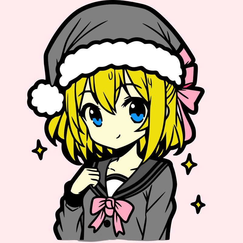 anime girl wearing a santa hat