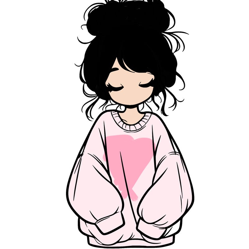girl with baggy sweatshirt and messy bun