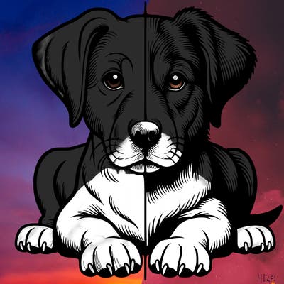 realistic dog split picture