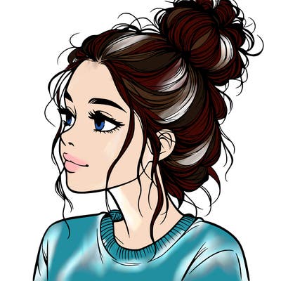 a realistic girl with a messy bun