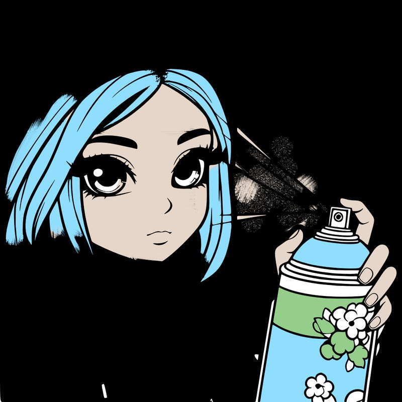 realistic girl spray painting