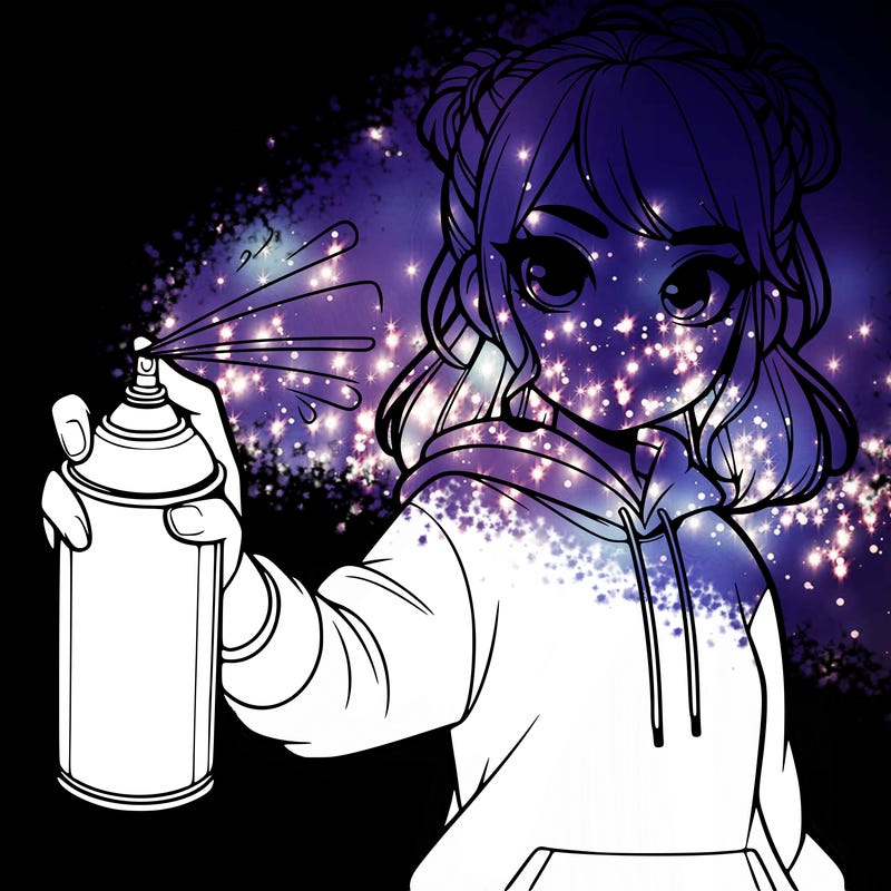 realistic girl is spray painting