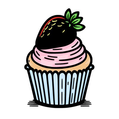 cupcake with strawberry on top
