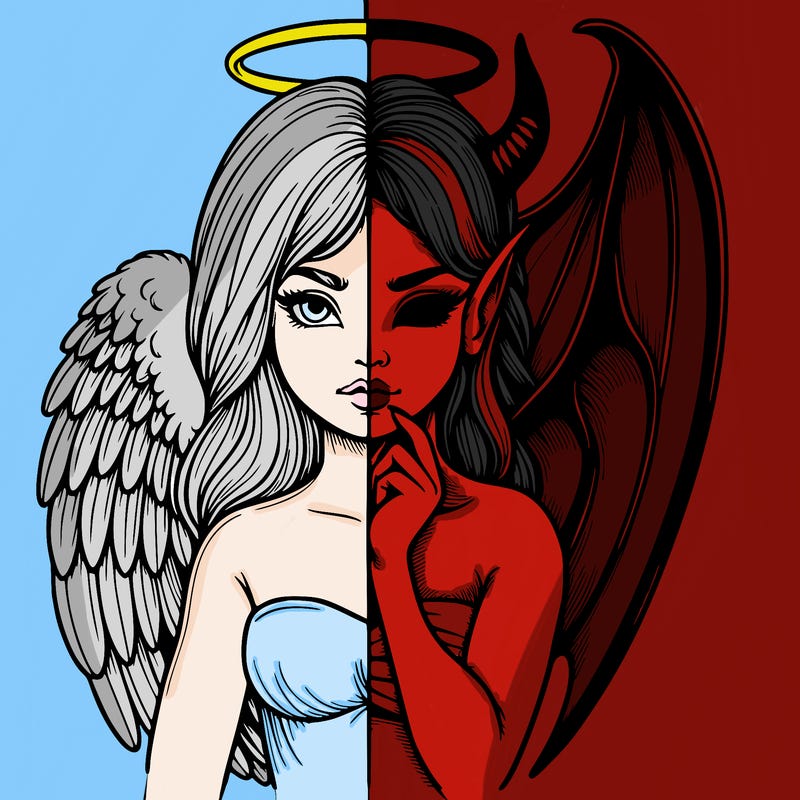 realistic angel half demon