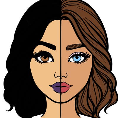 realistic girl split half