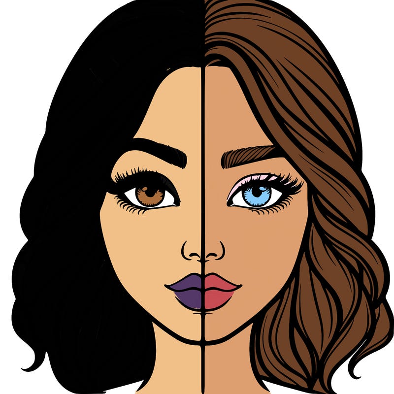 realistic girl split half