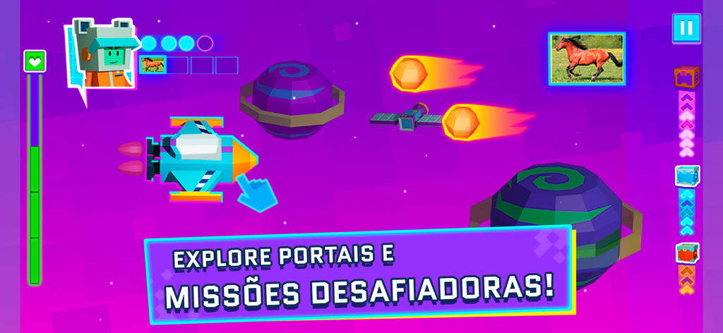 Geppetto 2 - Space themed minigame gameplay in Geppetto 2 showing a spaceship navigating between planets