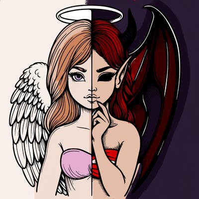 realistic angel half demon