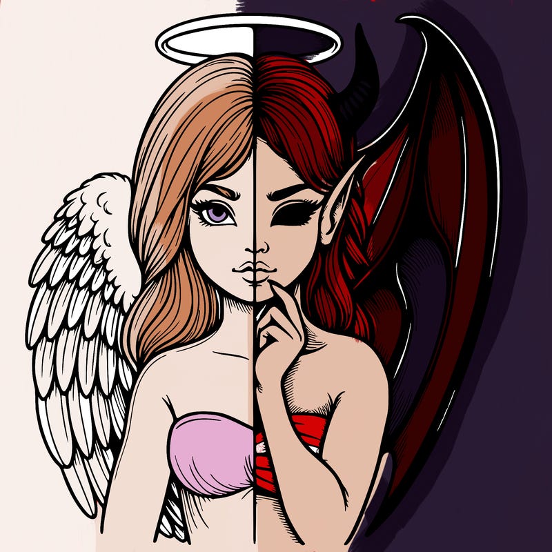 realistic angel half demon