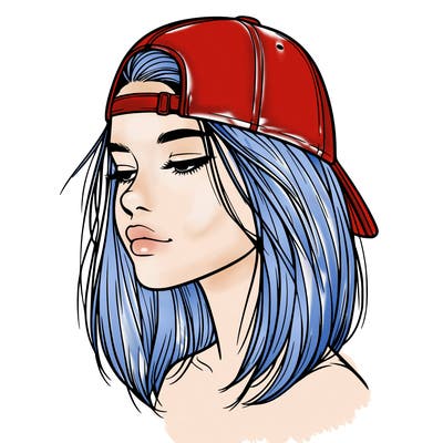 realistic  girl with a backwards hat
