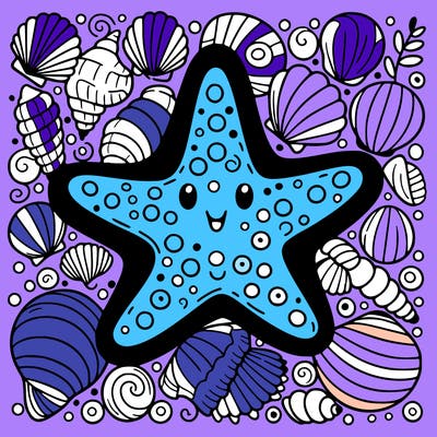 starfish surrounded by seashells