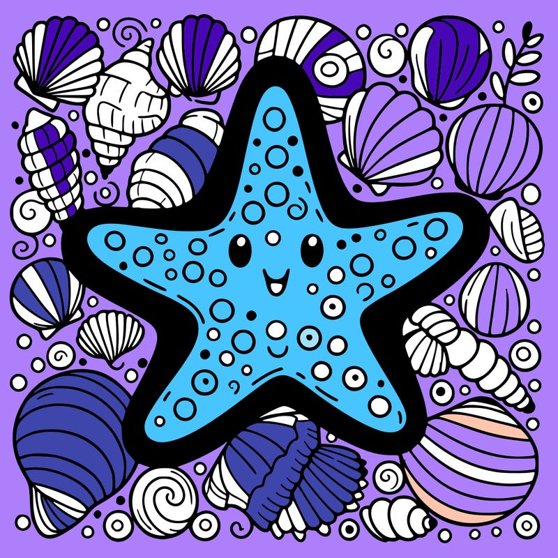 starfish surrounded by seashells