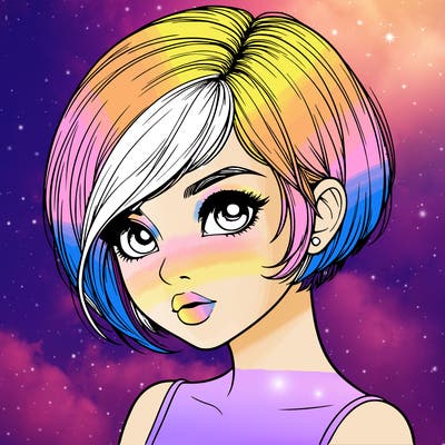 realistic girl with really short hair