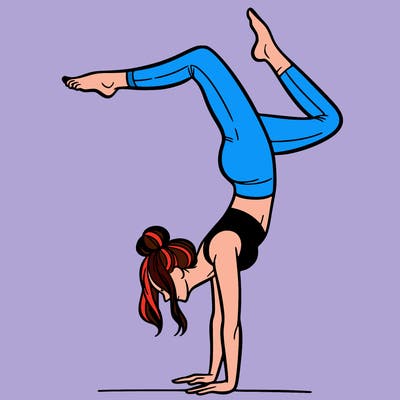 a woman doing a handstand