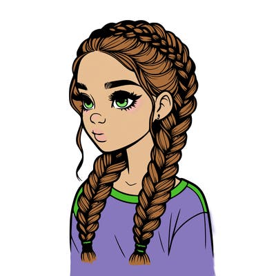 realistic girl with braids